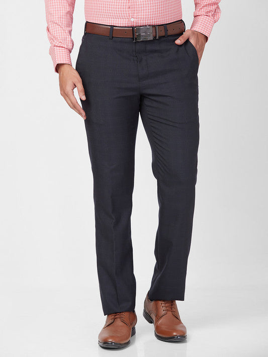 Park Avenue Men Blue Structure Smart Fit Polyester Blend Trouser