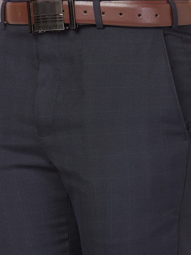 Park Avenue Men Blue Structure Smart Fit Polyester Blend Trouser
