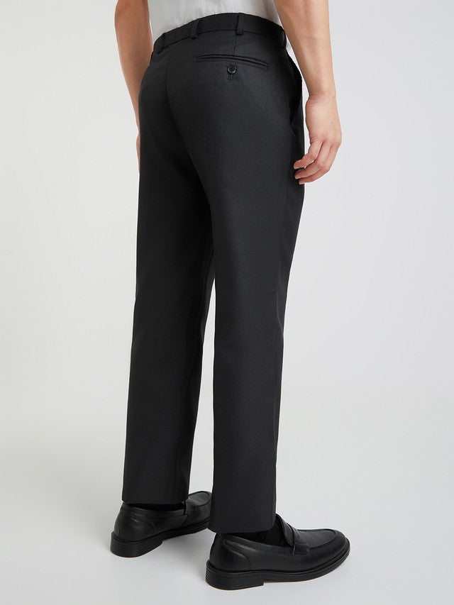 Park Avenue Grey Structure Regular Fit Polyester Blend Trouser