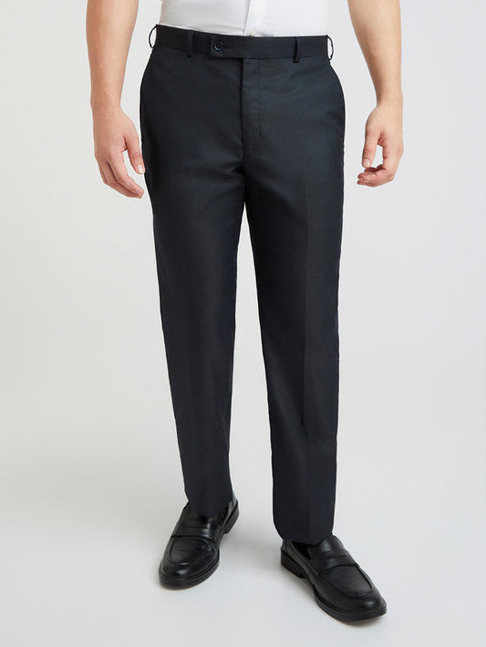 Park Avenue Blue Stripe Regular Fit Polyester Blend Trouser