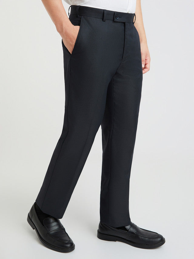 Park Avenue Blue Stripe Regular Fit Polyester Blend Trouser