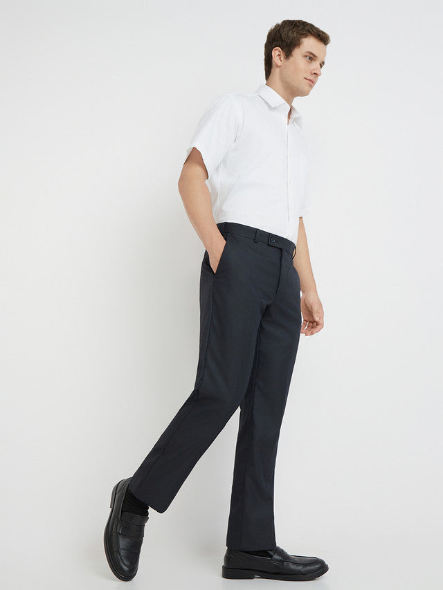 Park Avenue Blue Stripe Regular Fit Polyester Blend Trouser