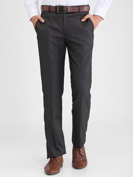 Park Avenue Brown Stripe Regular Fit Polyester Blend Trouser