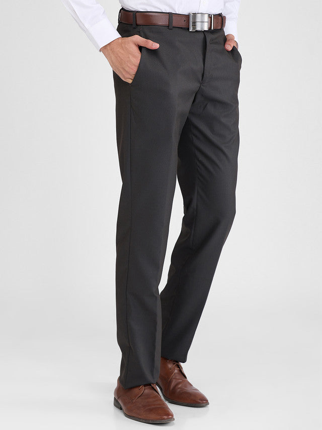 Park Avenue Brown Stripe Regular Fit Polyester Blend Trouser