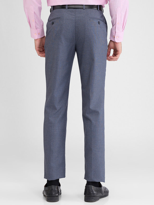 Park Avenue Blue Checks Regular Fit Polyester Blend Trouser