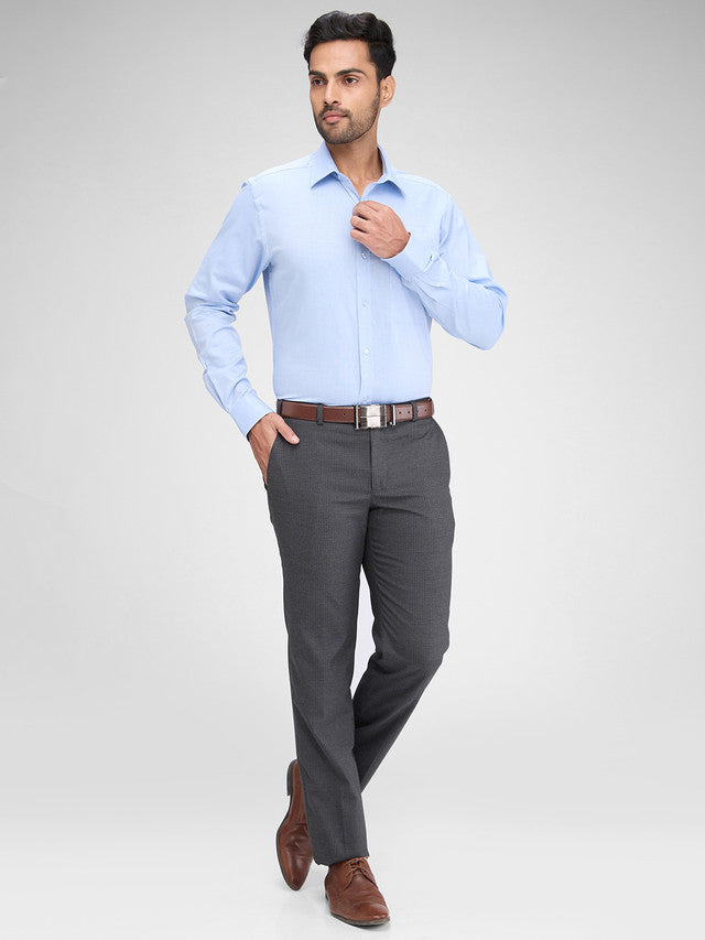 Park Avenue Grey Stripe Regular Fit Polyester Blend Trouser