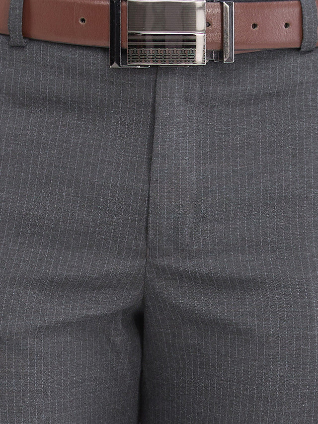 Park Avenue Grey Stripe Regular Fit Polyester Blend Trouser