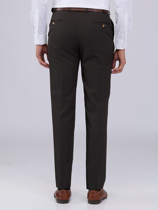 Park Avenue Men Brown Twill Regular Fit Polyester Blend Trouser