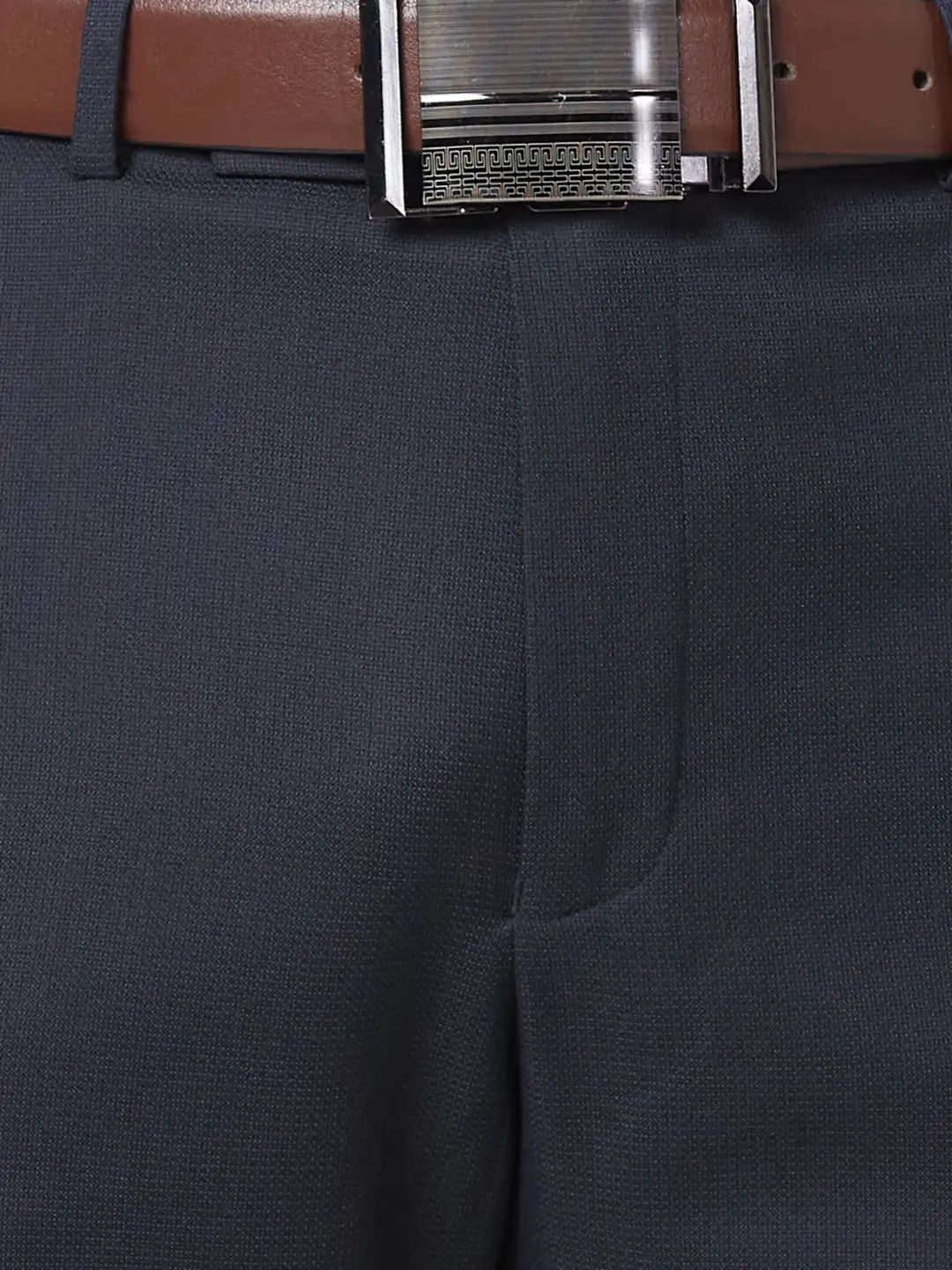 Park Avenue Men Blue Structure Regular Fit Polyester Blend Trouser