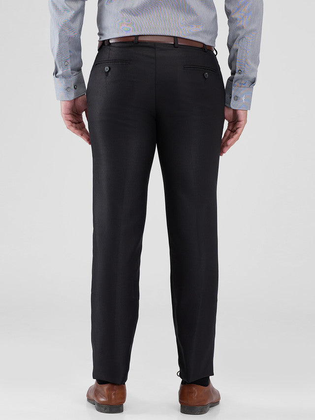Park Avenue Black Solid Regular Fit Polyester Blend Trouser