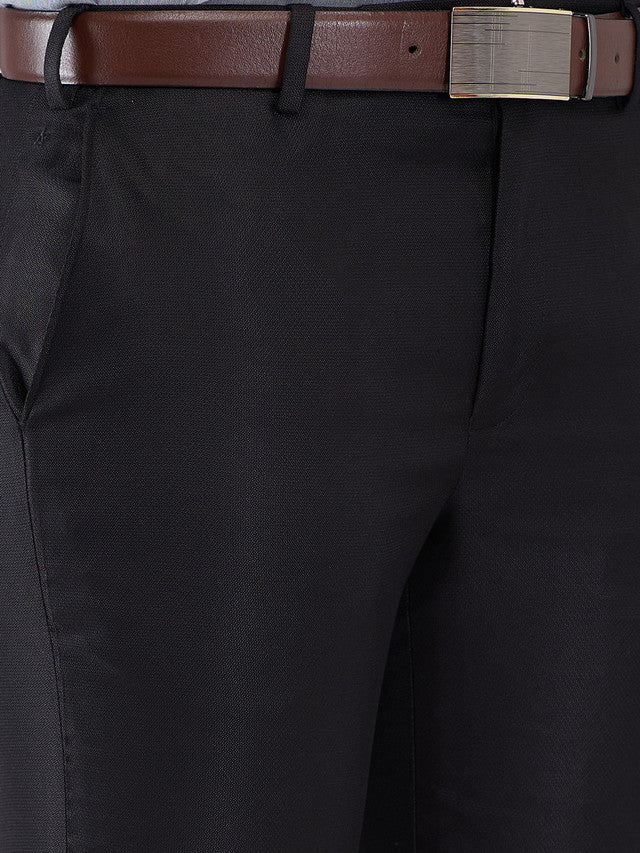 Park Avenue Black Solid Regular Fit Polyester Blend Trouser
