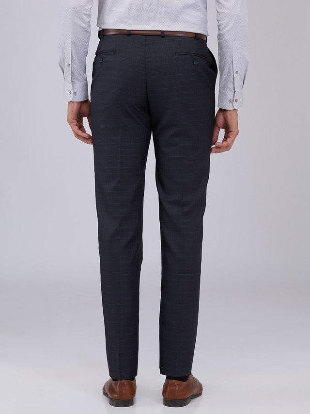 Park Avenue Men Blue Checks Regular Fit Polyester Blend Trouser
