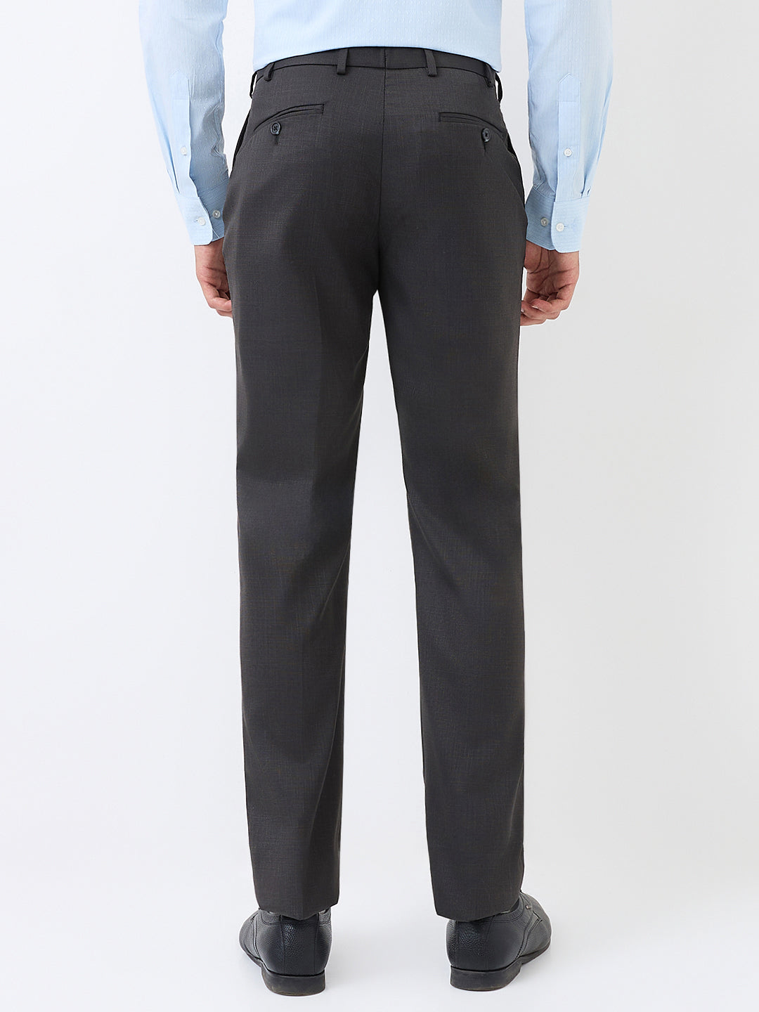 Park Avenue Men Grey Solid Regular Fit Polyester Blend Trouser