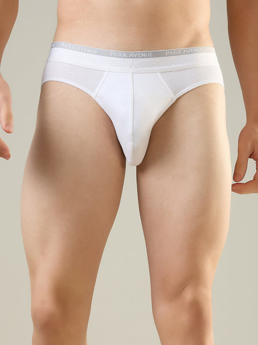 Park Avenue Men White Cotton Blend Brief