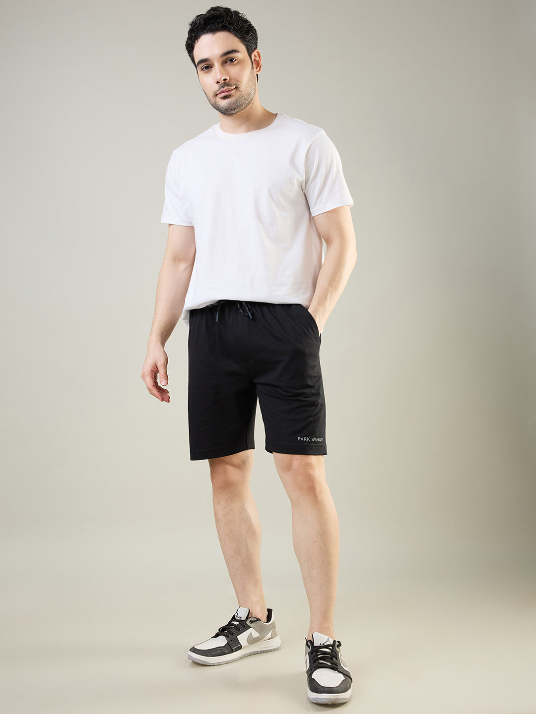 Park Avenue Men Black Cotton Blend Short
