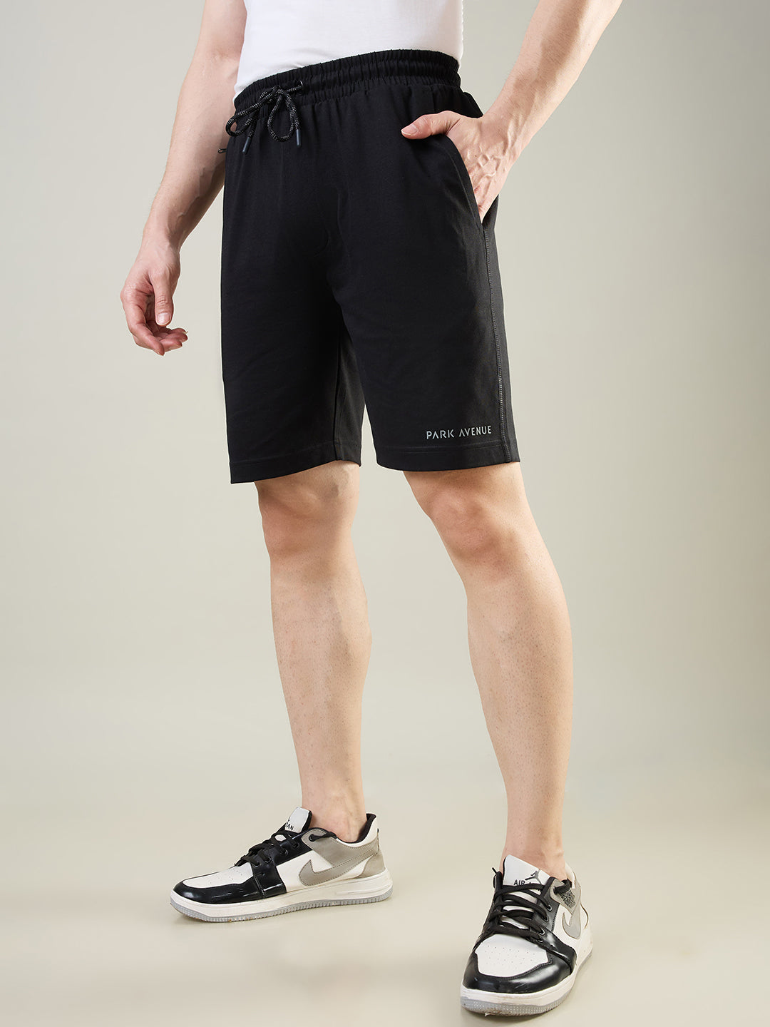 Park Avenue Men Black Cotton Blend Short