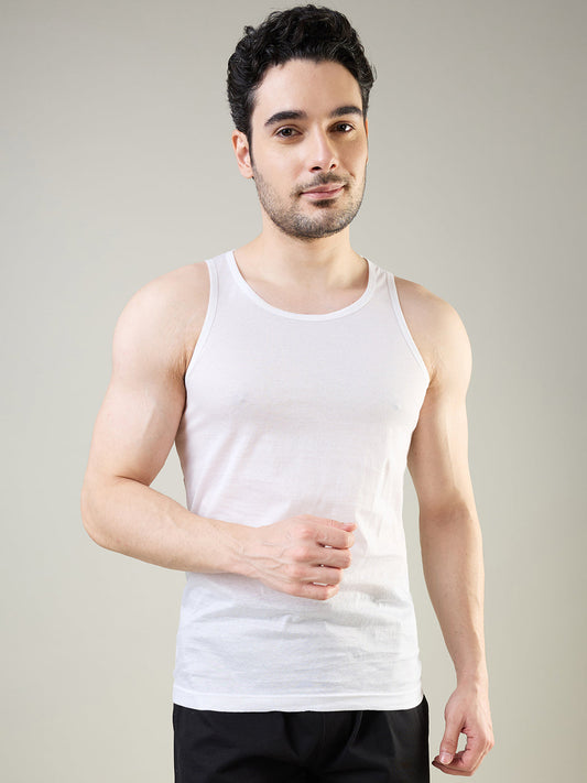 Park Avenue Men White Cotton Vest