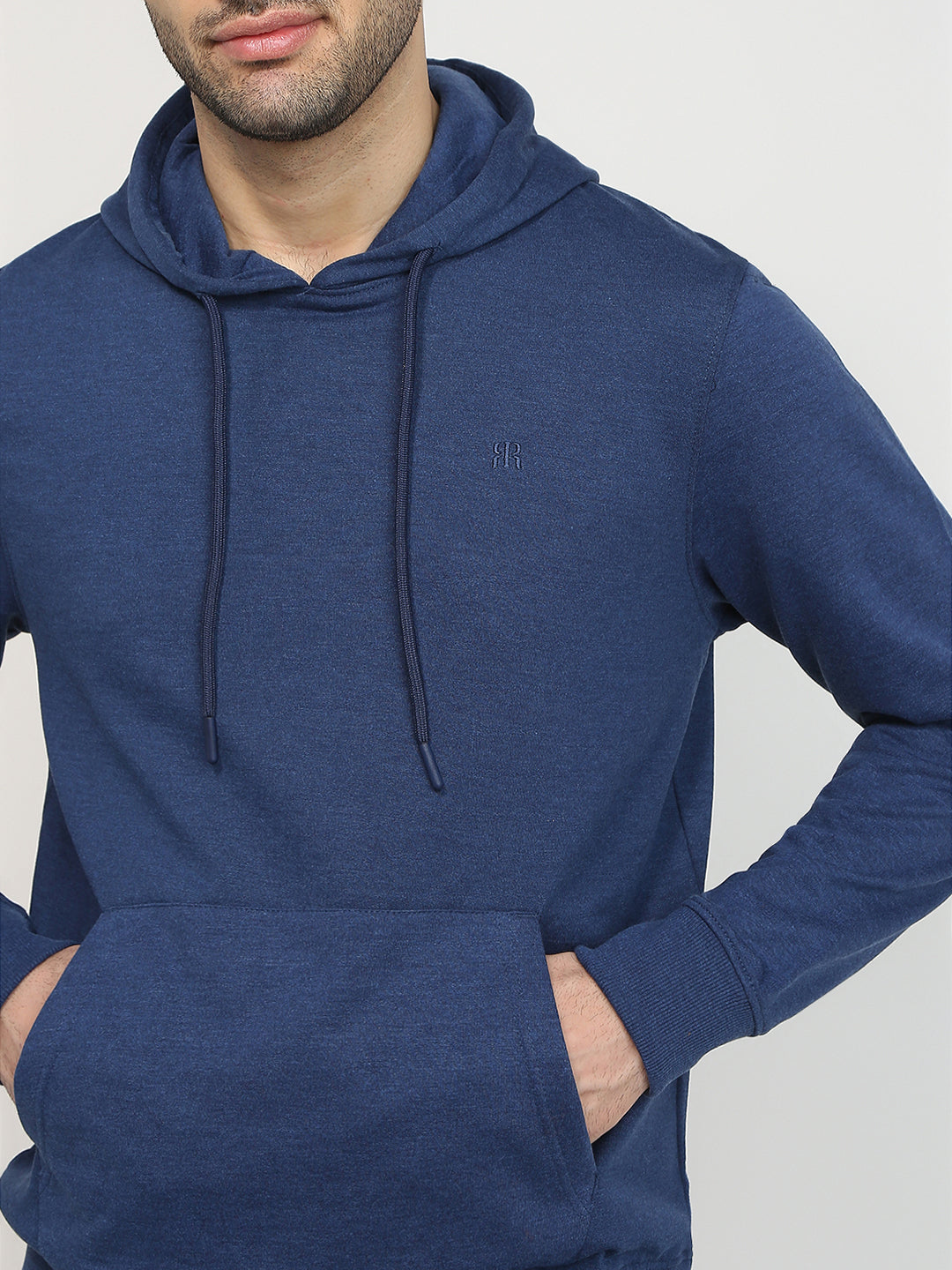 Raymond Men Blue Solid Regular Fit Cotton Full Sleeve Sweatshirt