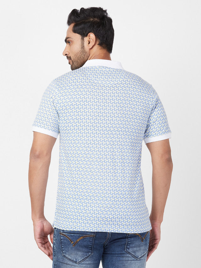Raymond Blue Printed Modern Fit Cotton T-Shirt