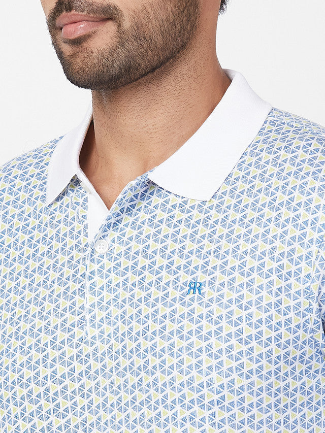 Raymond Blue Printed Modern Fit Cotton T-Shirt