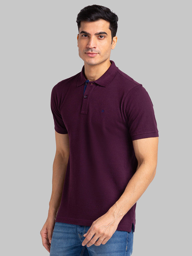 Raymond Maroon Solid Modern Fit Cotton T-Shirt