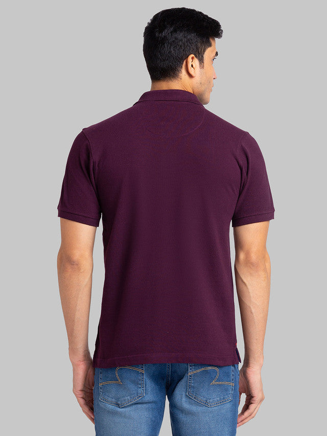Raymond Maroon Solid Modern Fit Cotton T-Shirt