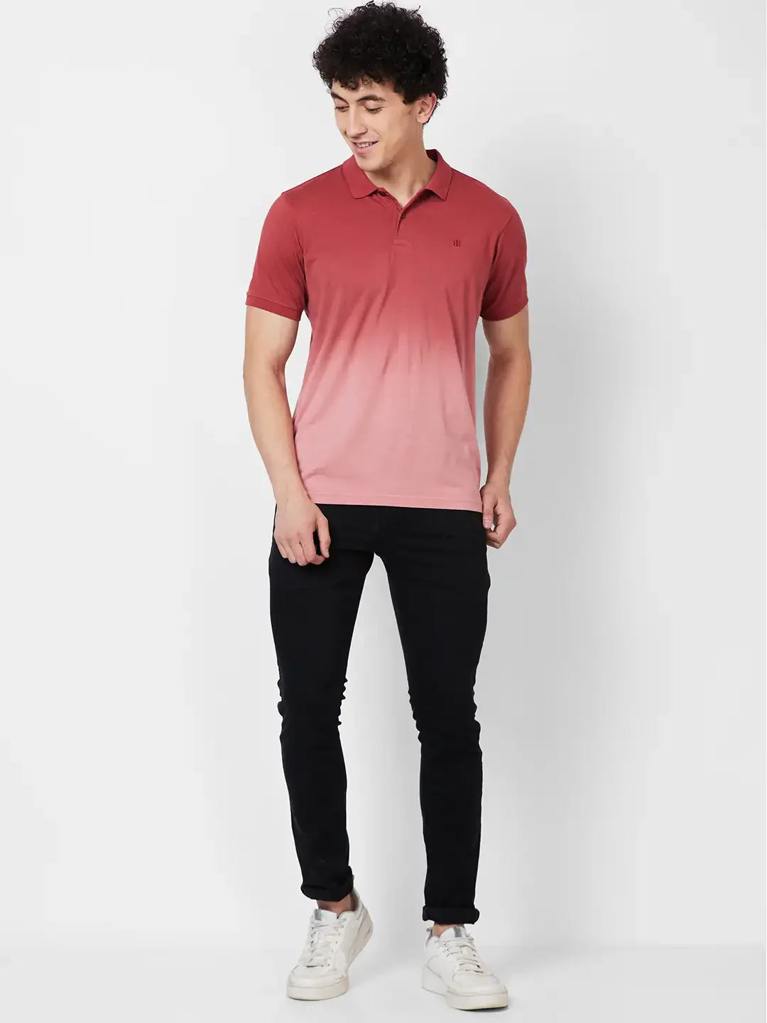 Raymond Contemporary Fit Printed Dark Maroon T-Shirt
