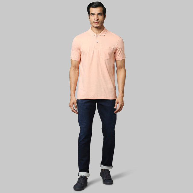 Raymond Men Pink Contemporary Fit Solid T-Shirt