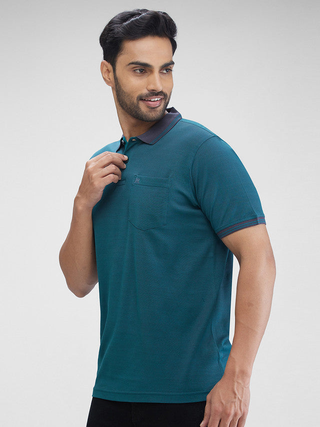 Raymond Green Solid Knit Contemporary Fit Cotton T-Shirt