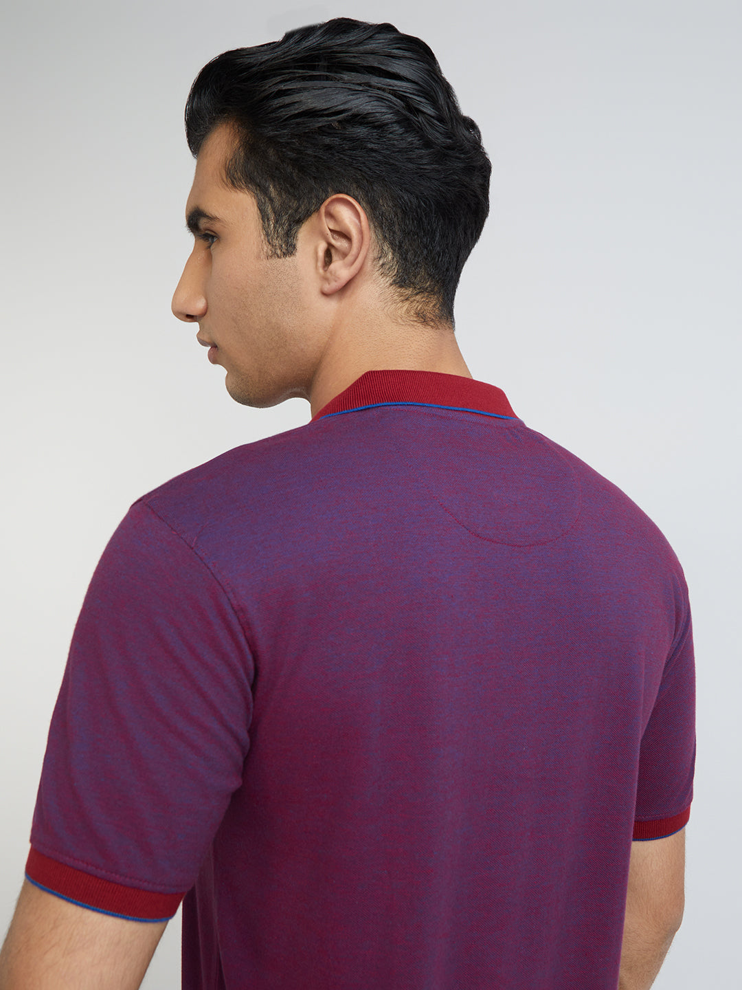 Raymond Purple Solid Modern Fit Half Sleeve Cotton T-Shirt