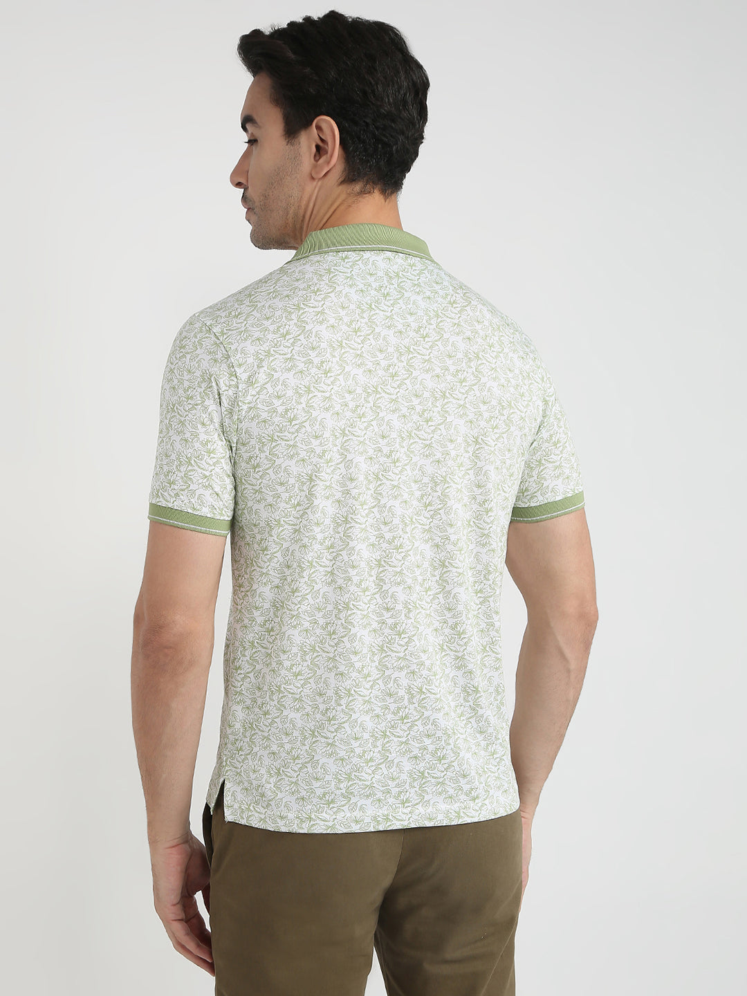 Raymond Men Green Printed Regular Fit Cotton Half Sleeve T-Shirt