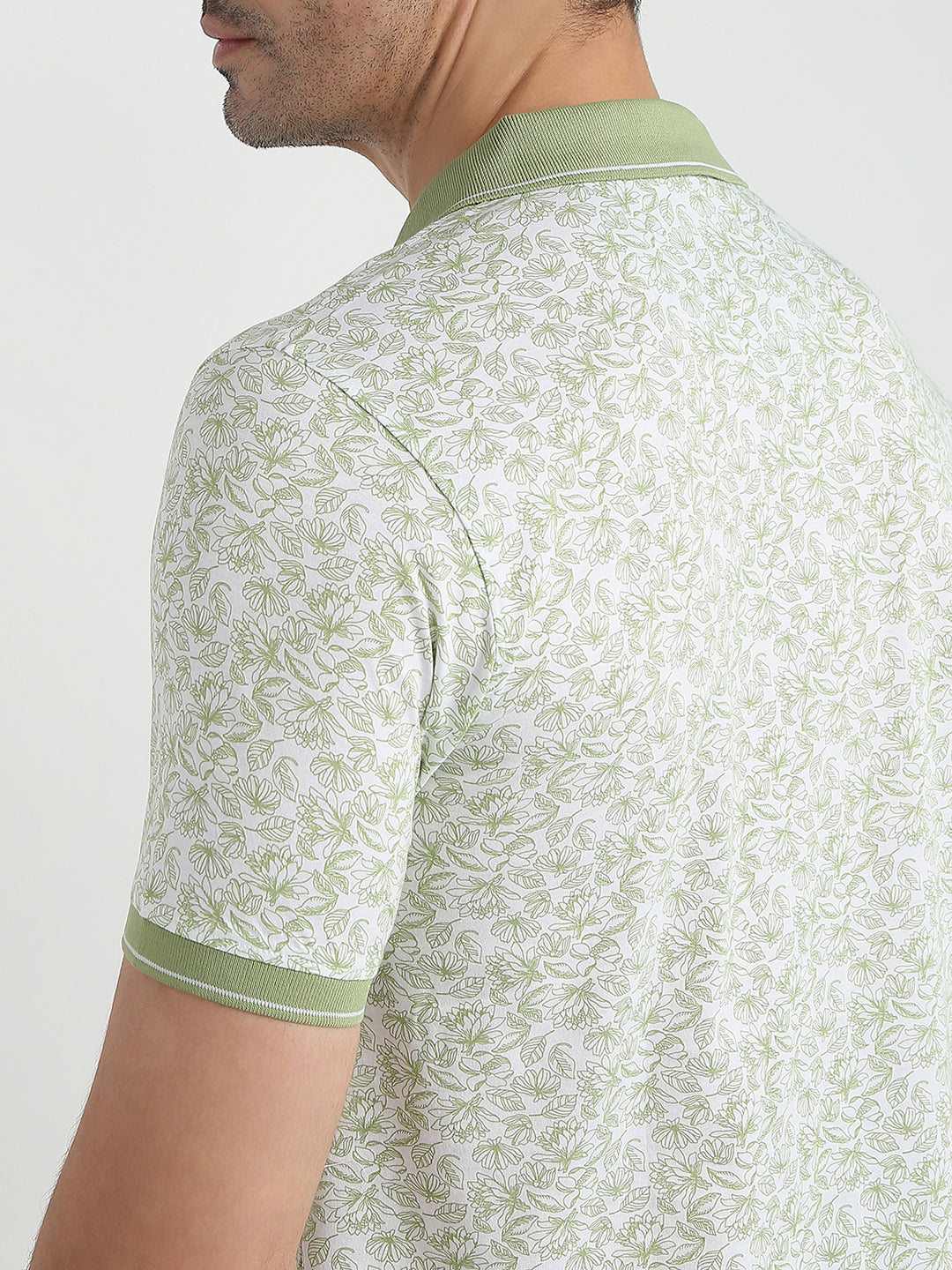 Raymond Men Green Printed Regular Fit Cotton Half Sleeve T-Shirt