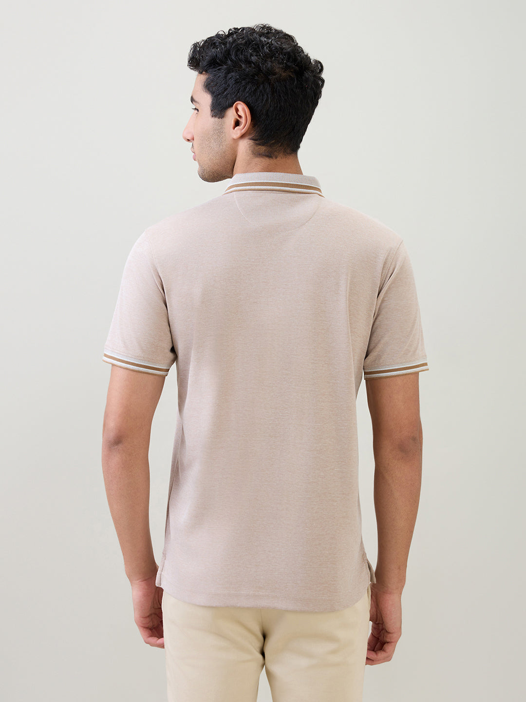 Raymond Men Brown Two Tone Regular Fit Polyester Blend Half Sleeve T-Shirt