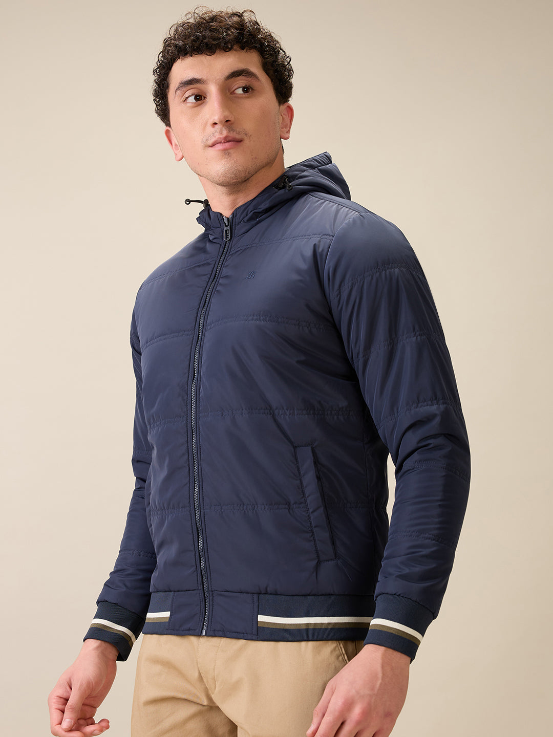 Raymond Men Blue Solid Regular Fit Polyester Full Sleeve Jacket