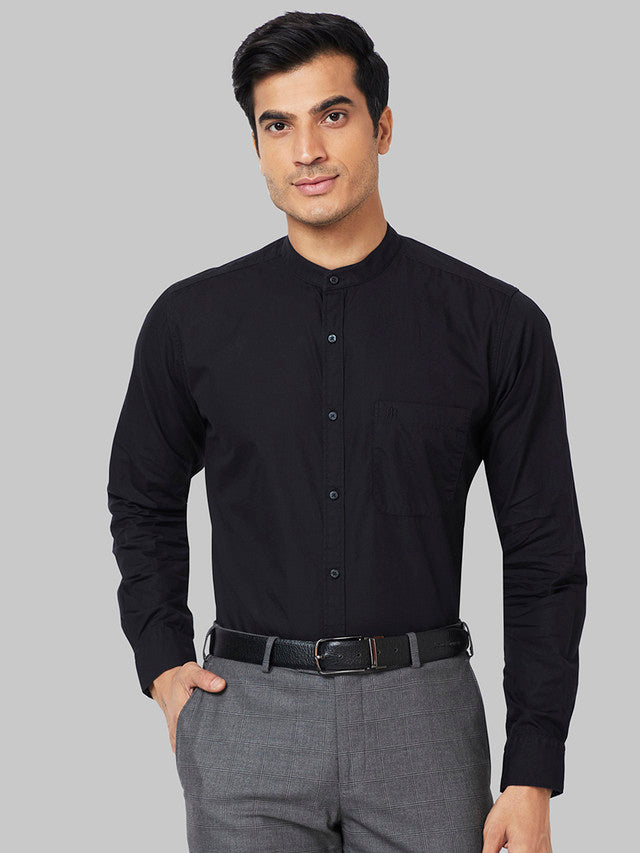 Raymond Black Solid Slim Fit Full Sleeve Cotton Shirt