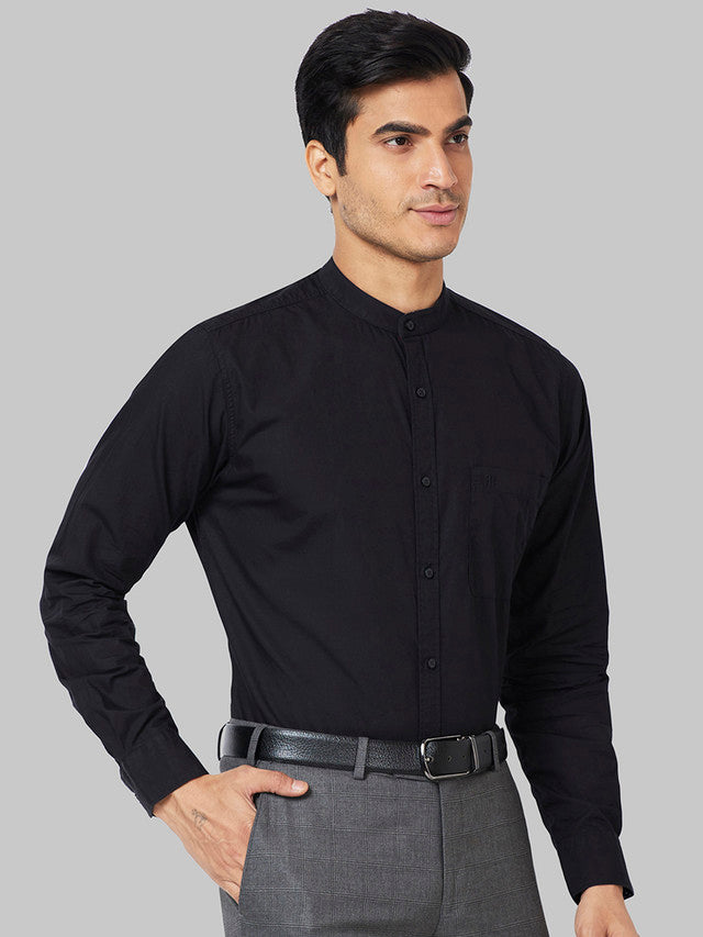 Raymond Black Solid Slim Fit Full Sleeve Cotton Shirt