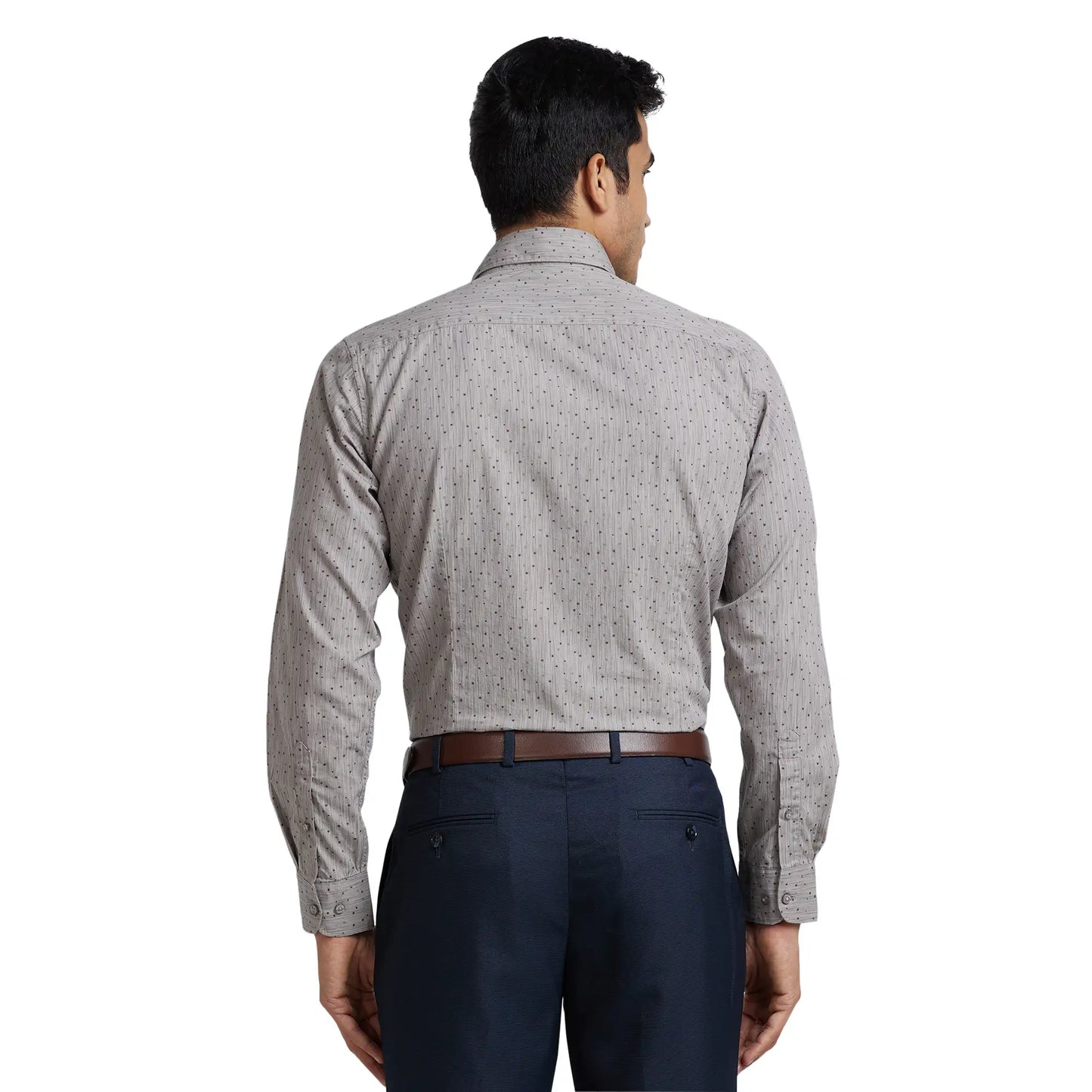 Men Grey Slim Fit Print Cotton Shirts