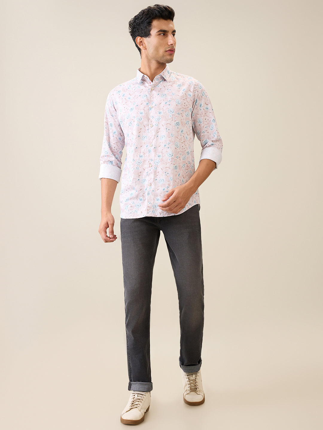 Raymond Men Brown Solid Slim Fit Cotton Casual Shirt