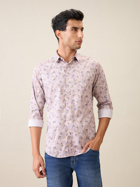 Raymond Men Purple Solid Slim Fit Cotton Casual Shirt