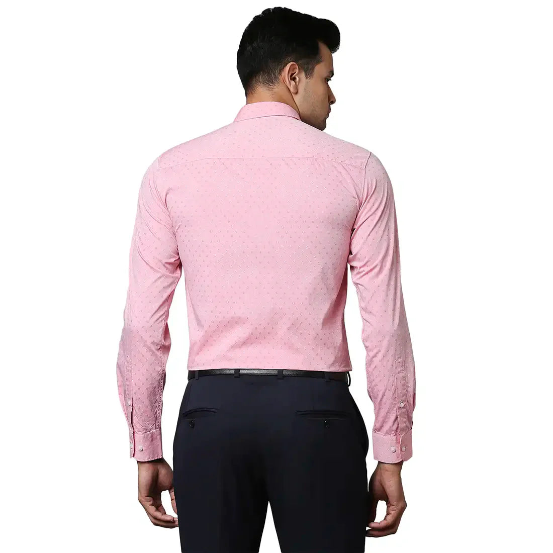 Raymond Men Pink Jacquard Contemporary Fit Cotton Casual Shirt