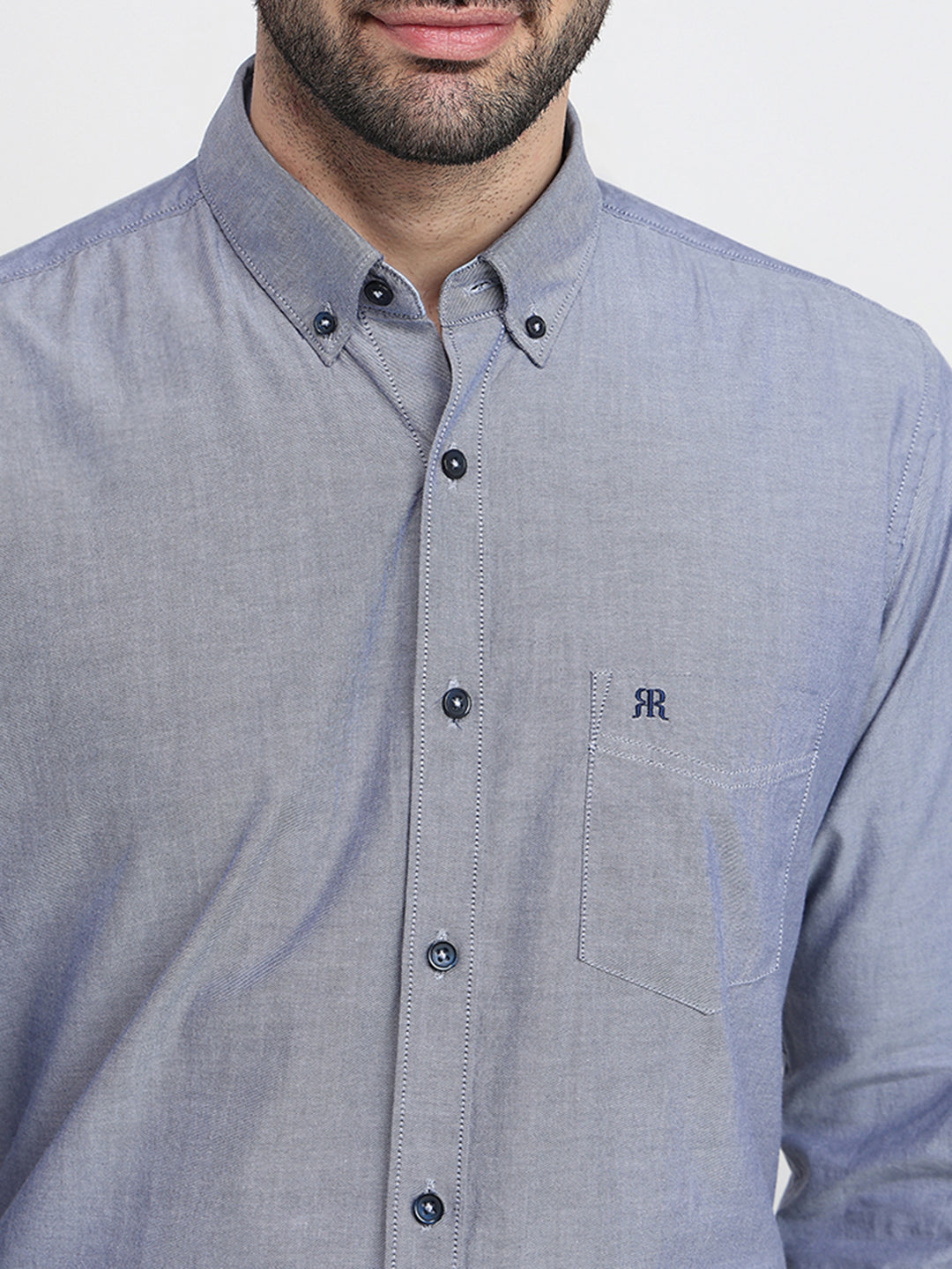 Raymond Men Blue Structure Regular Fit Cotton Full Sleeve Casual Shirt