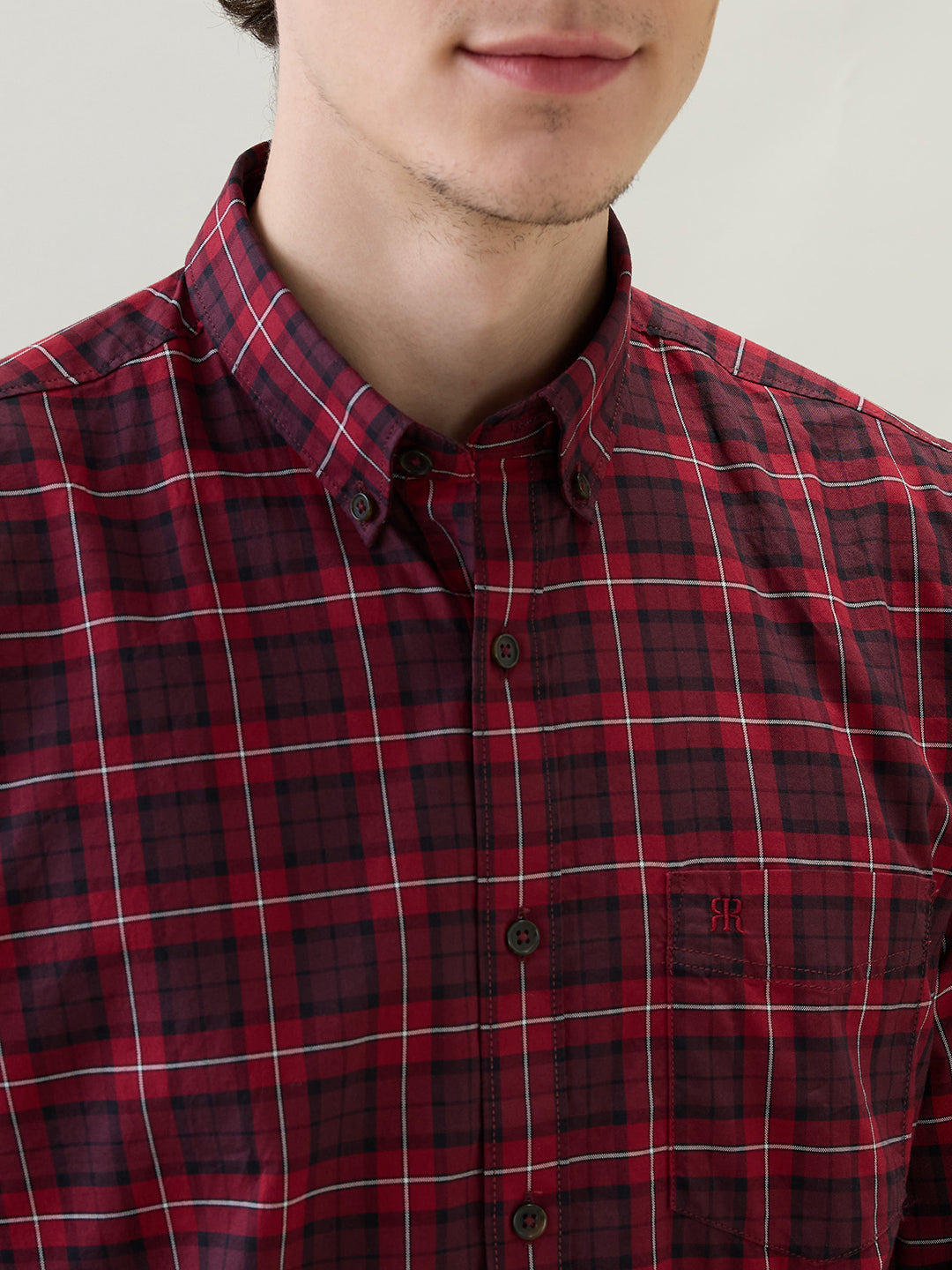 Raymond Men Brown Checks Regular Fit Cotton Full Sleeve Casual Shirt