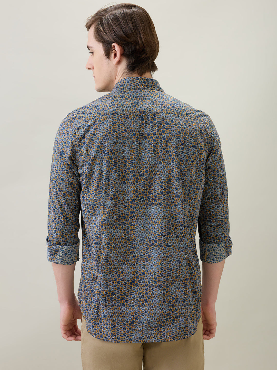 Raymond Men Brown Printed Regular Fit Cotton Full Sleeve Casual Shirt