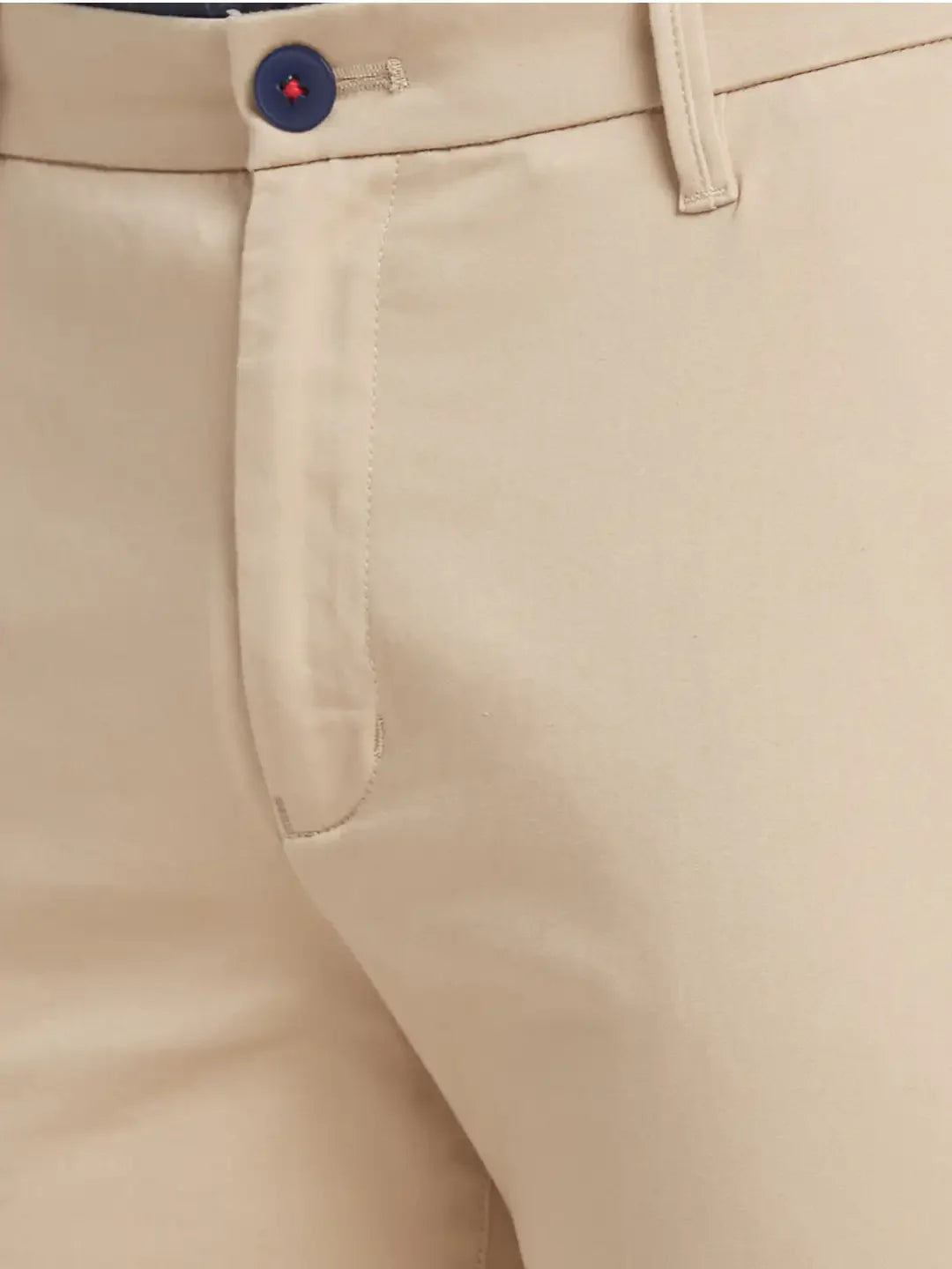 Men Fawn Slim Fit Solid Cotton Blend Trouser