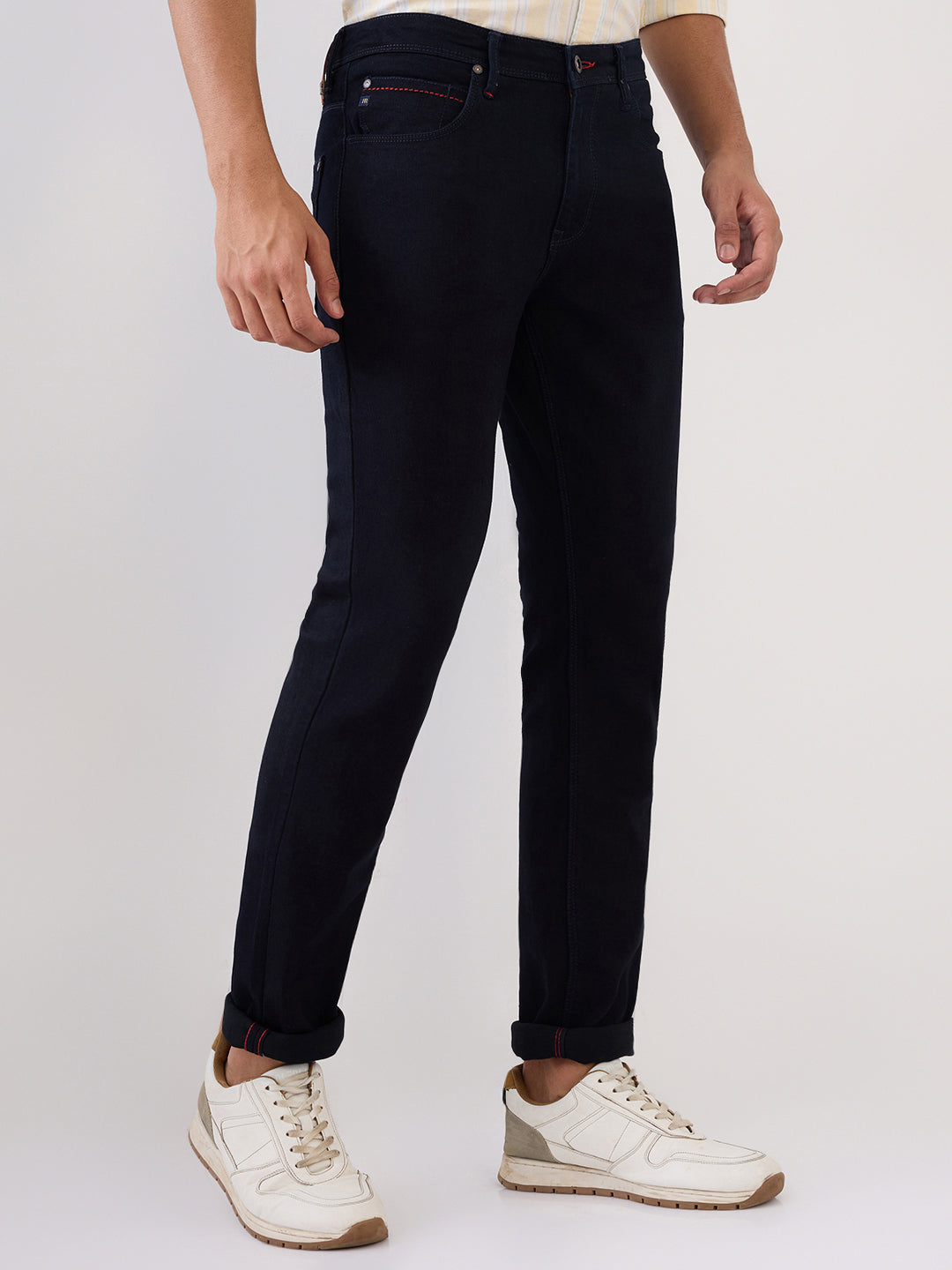 Raymond Men Blue Solid Slim Fit Cotton Blend Jeans