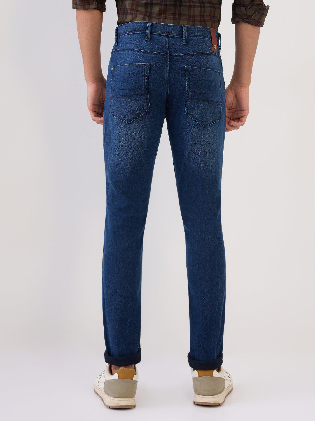 Raymond Men Blue Solid Slim Fit Cotton Blend Jeans