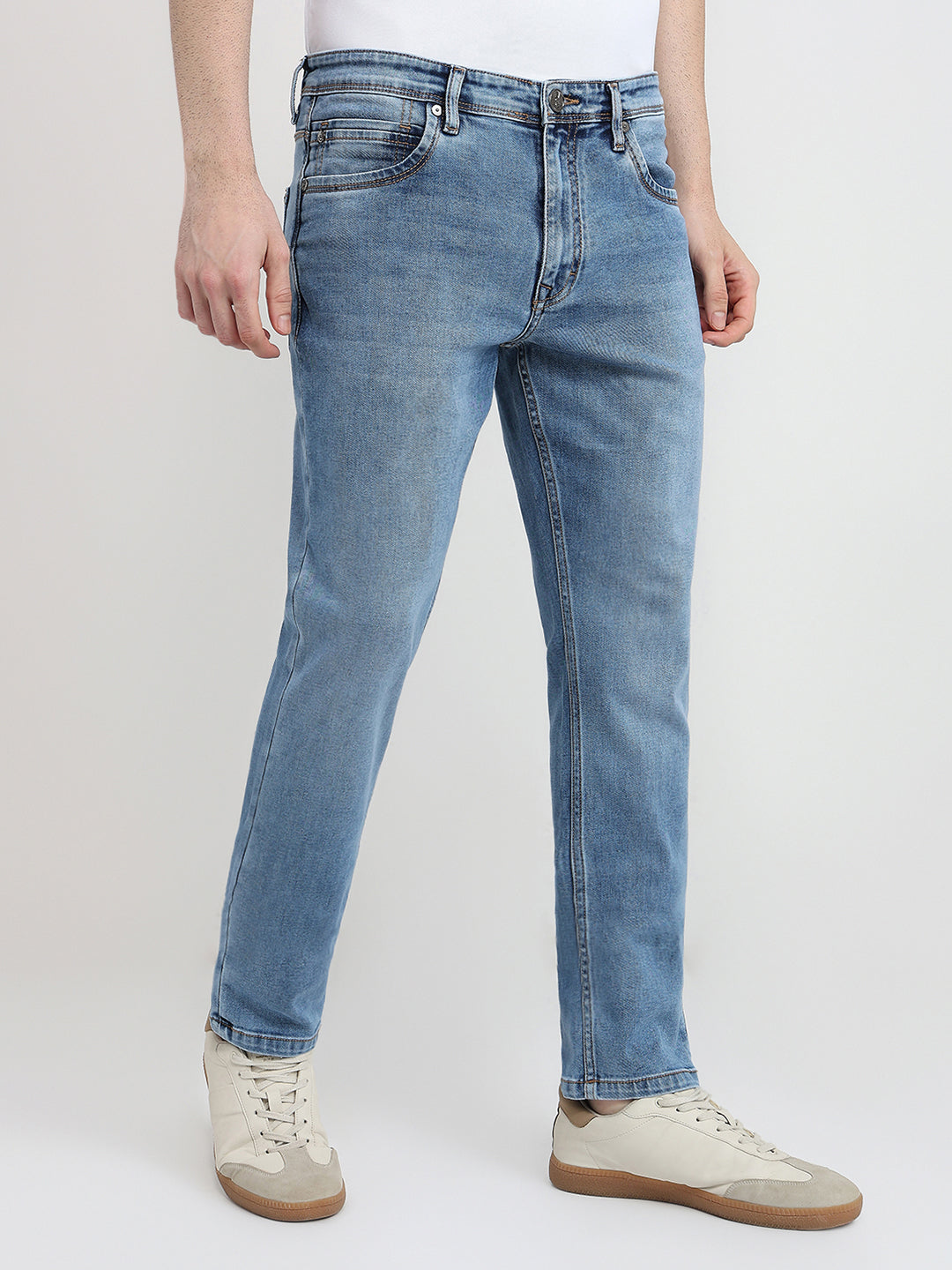 Raymond Men Blue Solid Slim Fit Cotton Blend Jeans