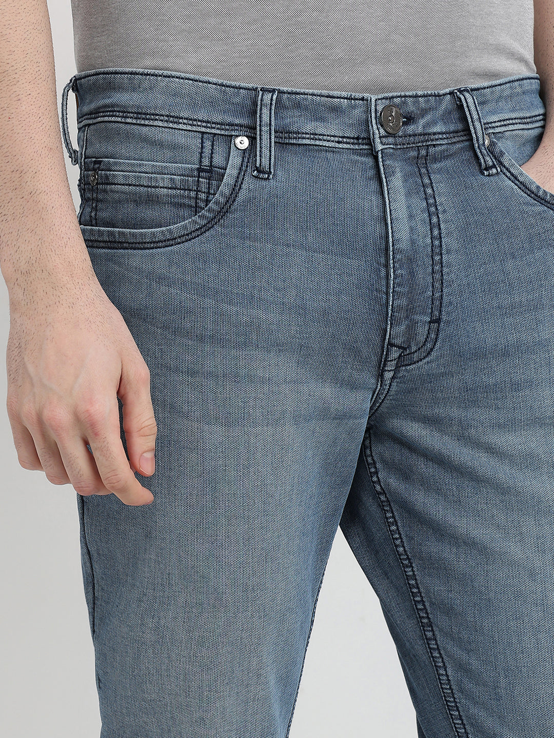 Raymond Men Blue Solid Slim Fit Cotton Blend Jeans