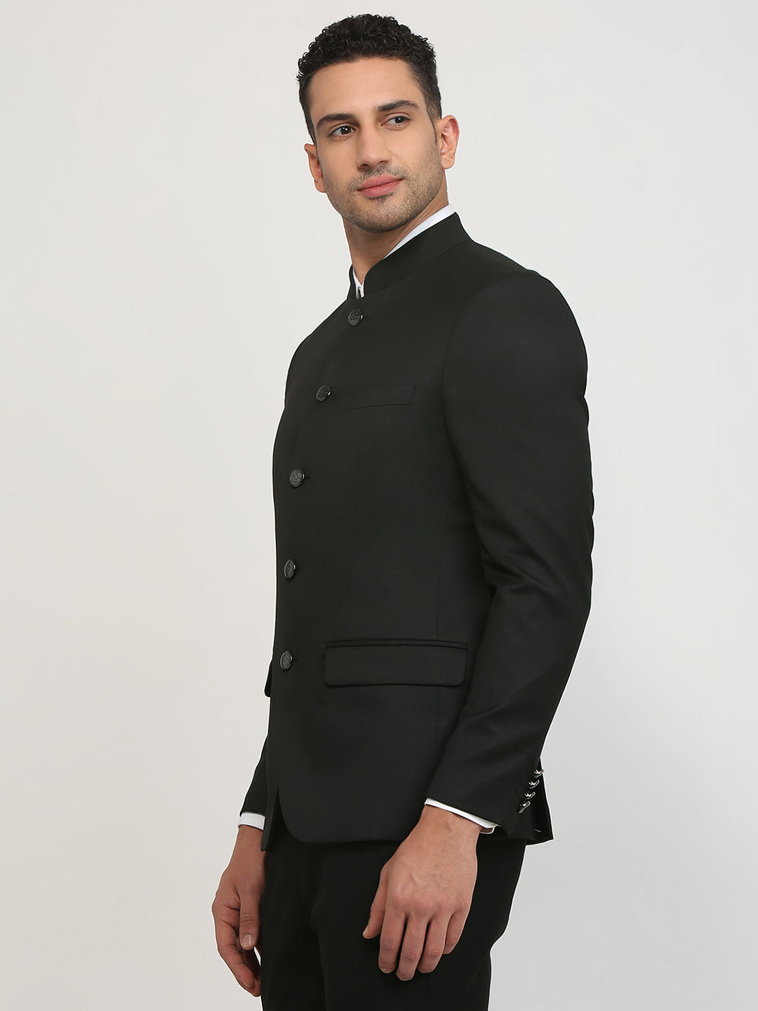Raymond Men Black Solid Regular Fit Polyester Blend Blazer