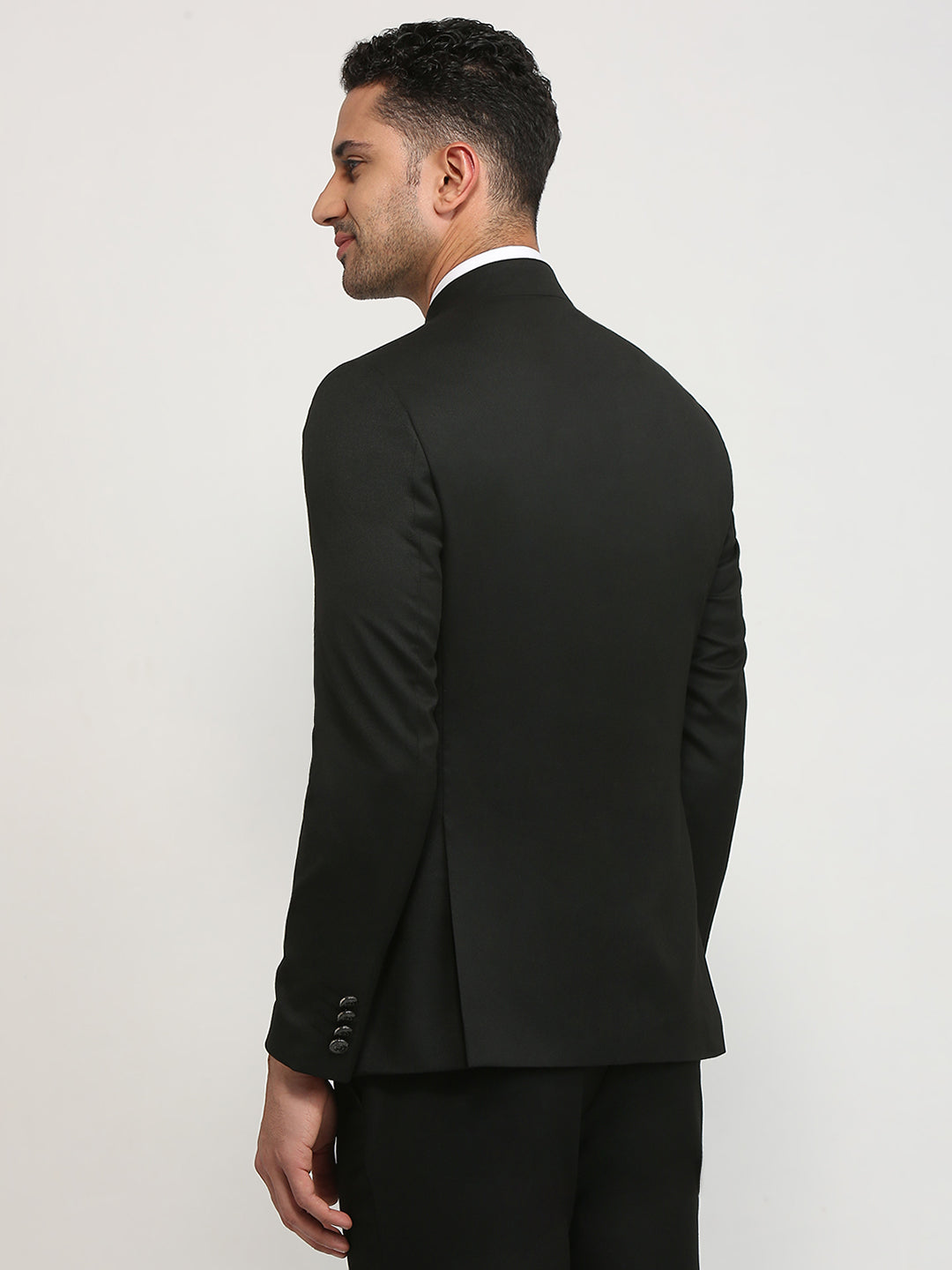 Raymond Men Black Solid Regular Fit Polyester Blend Blazer